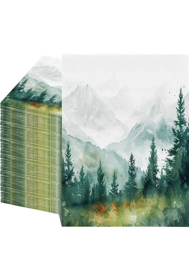 Ialtsidws 80 Pcs Forest-Themed Napkins - Decorative Woodland 6.5x6.5 Inch Disposable Paper Luncheon Napkins for Wedding, Birthday, Baby Shower, Theme Party, Bathroom Hand Towels - Image 1
